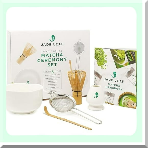 ZenBlend Kit de Cérémonie du Thé - Fouet en Bambou, Tamis en Acier Inoxydable, Bol en Grès, Porte-Fourchette, Guide de Préparation - Ensemble Complet pour Rituels de Thé Traditionnels