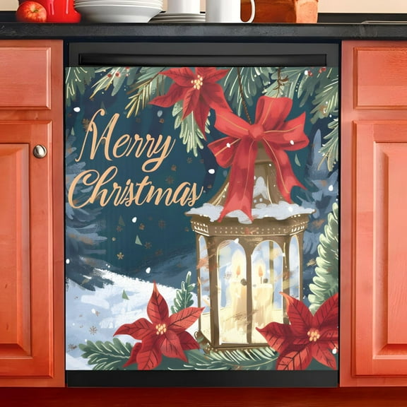 Ryvnso Poinsettia Dishwasher Magnetic Refrigerator Magnet Cover Kitchen Home Decorative 23"x26"