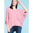 thumbnail image 4 of Made by Johnny Womens V-Neck Square Sleeves Oversized Loose Fit Top L PINK, 4 of 6
