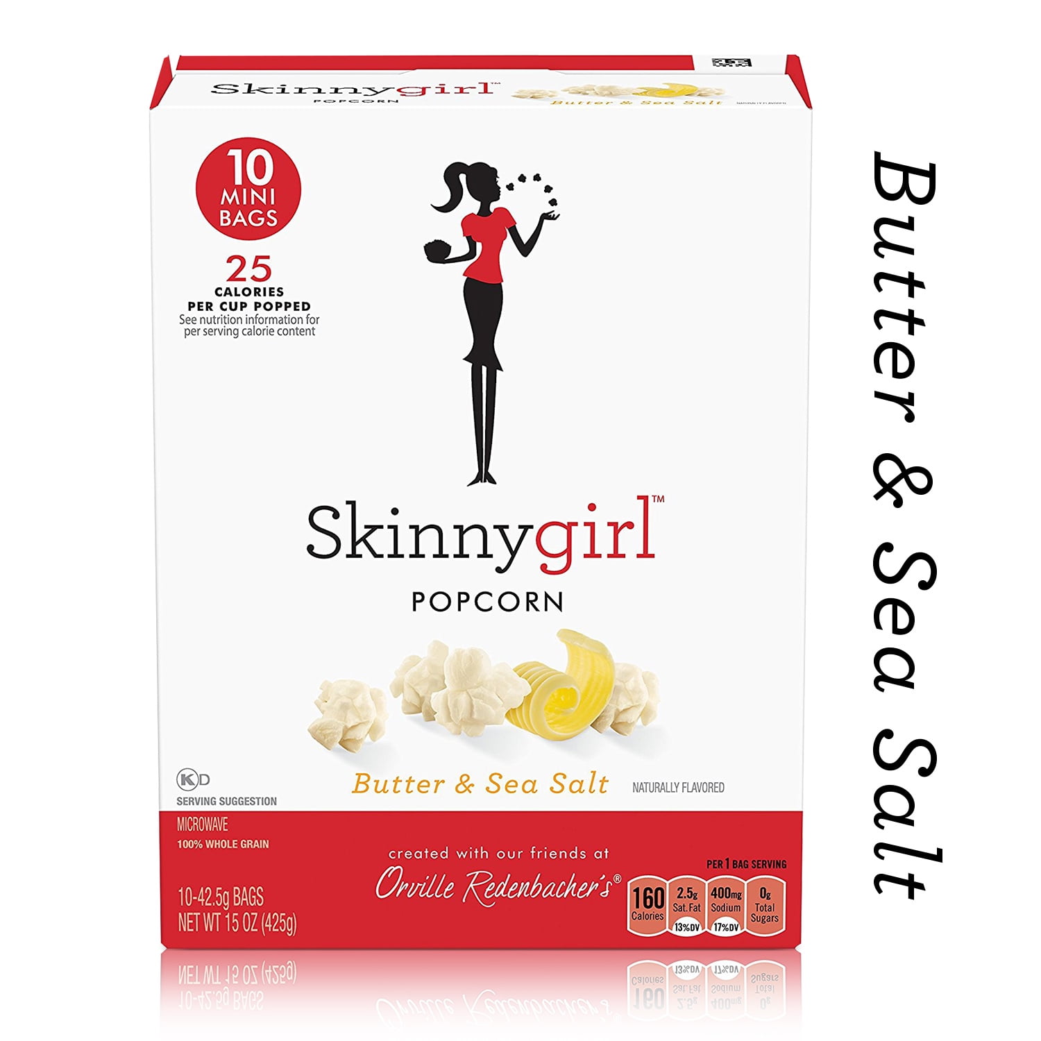 Orville Redenbacher's Skinnygirl Butter & Sea Salt Microwave Popcorn, Mini Bags, 15 Oz, 12 Ct