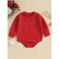 thumbnail image 2 of Faithtur Baby Christmas Rompers Newborn Winter Tree Embroidery Round Neck Bodysuit Infant Long Sleeve Jumpsuits for Winter, 2 of 8