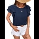 thumbnail image 2 of Camisas de Verano para Mujer, con Volantes, Corta, Cuello Redondo, con Textura, Elegantes Blusas de Negocios para Mujer, Elegantes e Informales Azul Mar M, 2 of 8