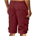 thumbnail image 3 of Azrian Men Casual Button Zipper Solid Knee Length Cargo Pants With Pocket Straight Button Zipper Shorts Prime Day Deals Today 2023, 3 of 5