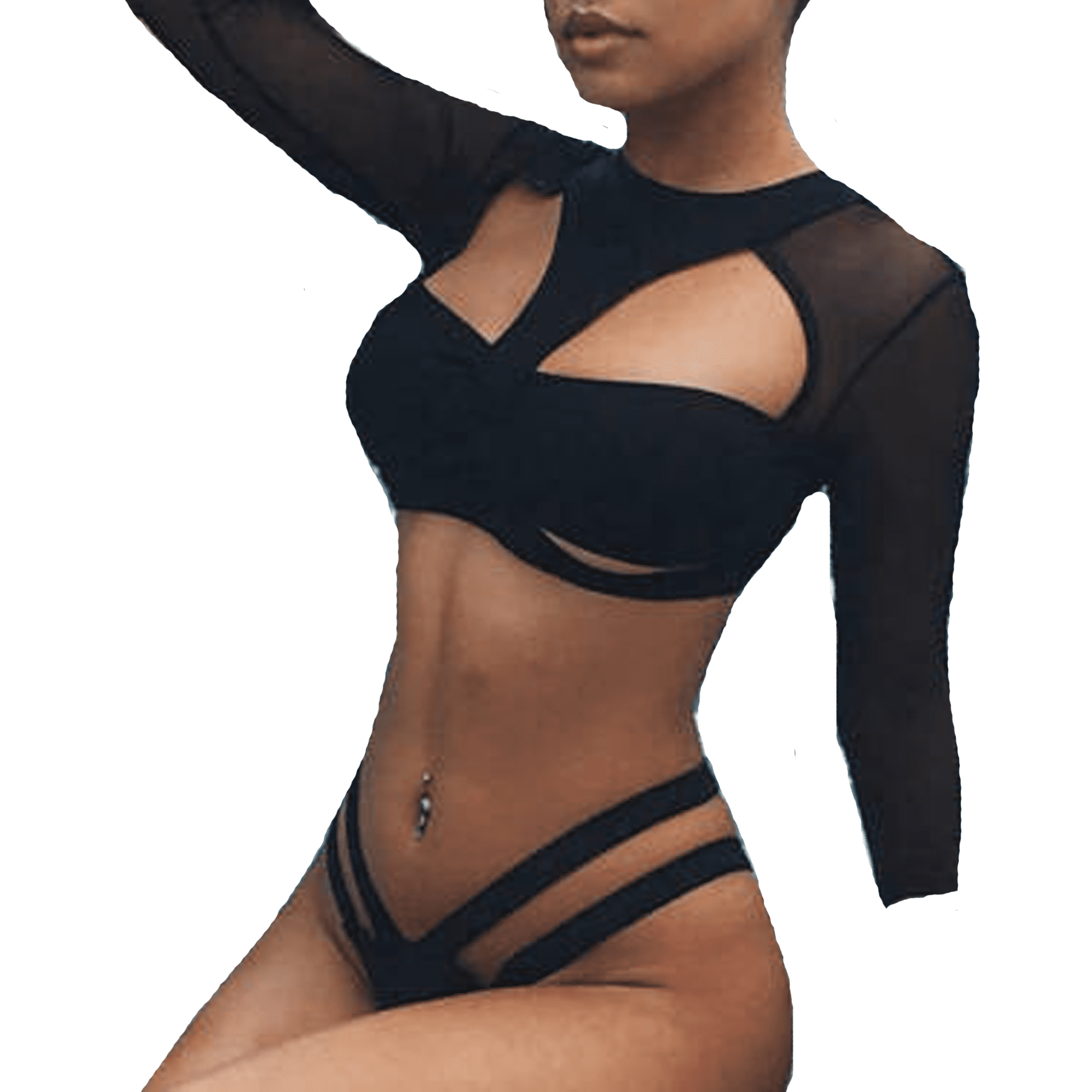 long sleeve mesh swimsuit