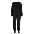 thumbnail image 4 of FAIWAD Women Solid Sportswear Suit 2 Piece Long Sleeve Round Neck Loose Pullover Top with Drawstring Trousers, 4 of 7