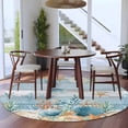 thumbnail image 3 of Round Rugs 6 Ft, Blue Coastal Non Slip Area Rugs for Kitchen Bedroom Entryway, Summer Beach Starfish Shell Coral Nautical Washable Carpet Runner Rug Floor Mats for Bedroom Home Decor, 3 of 8