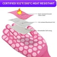 thumbnail image 2 of BBQ Gloves for Women: 932°F Heat Resistant Oven Gloves Non-Slip Grilling Kitchen Gloves for Barbecue. Cooking. Baking Pink, 2 of 5