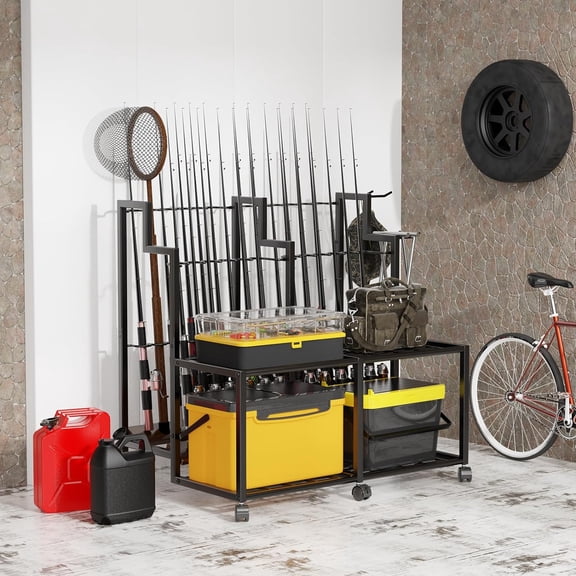 Fishing Rod Holders for Garage, 24 Rods Large-Capacity Fishing Pole Holders, Fishing Rod Tackle Organizer for Garage Home