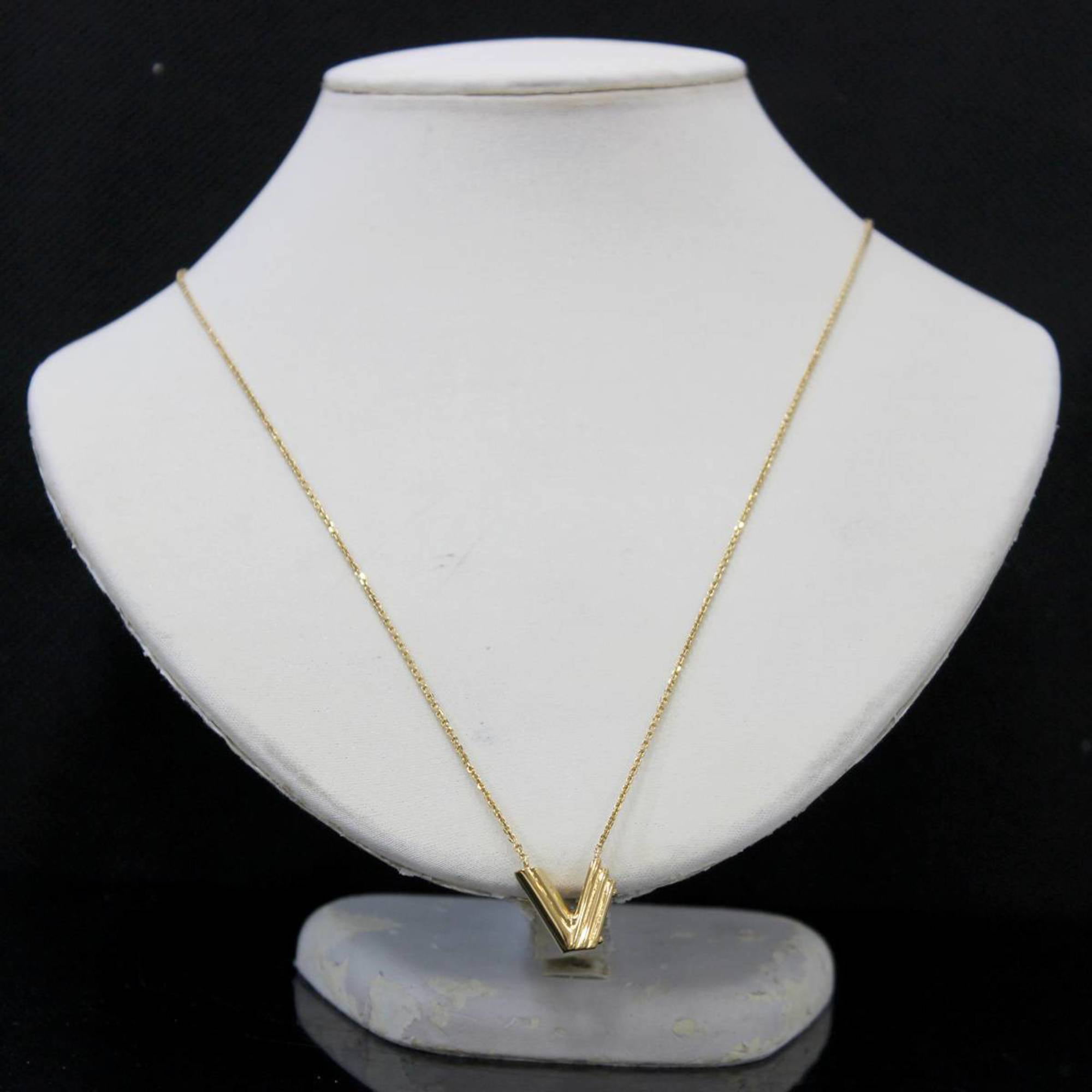 LOUIS VUITTON Essential V Necklace Silver Gold 1344852 | FASHIONPHILE