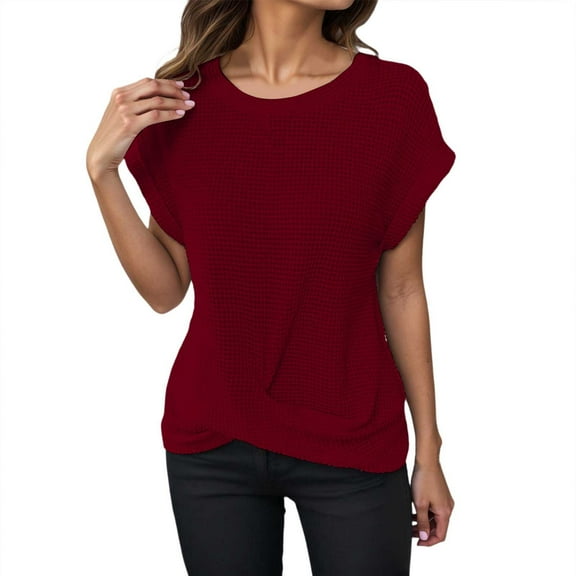 Casual Women's T Shirts For Everyday Wear Short Sleeve Knitted Tops Basic Solid Color Versatile For Pants Ideal For Spring And Summer Women Compression Long Sleeve Shirt Womens Solid T Shirts Casual