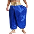 thumbnail image 4 of Eandarui Men's Arabian Prince Costume Harem Pants Lantern Long Pants Carnival Party Pants Royal Blue S, 4 of 6