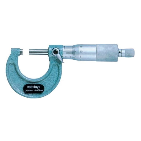 Mitutoyo 103-129 Micromètre Extérieur, Fini Émail Cuit, Butée à Cliquet, Plage de 0-25 mm, Collation des Grades de 0,001 mm, Plus Précision de /-0,002 mm