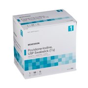 McKesson Swabstick with Povidone Iodine - Topical Antiseptic for Wound Care, 50 Sticks, 1 Pack