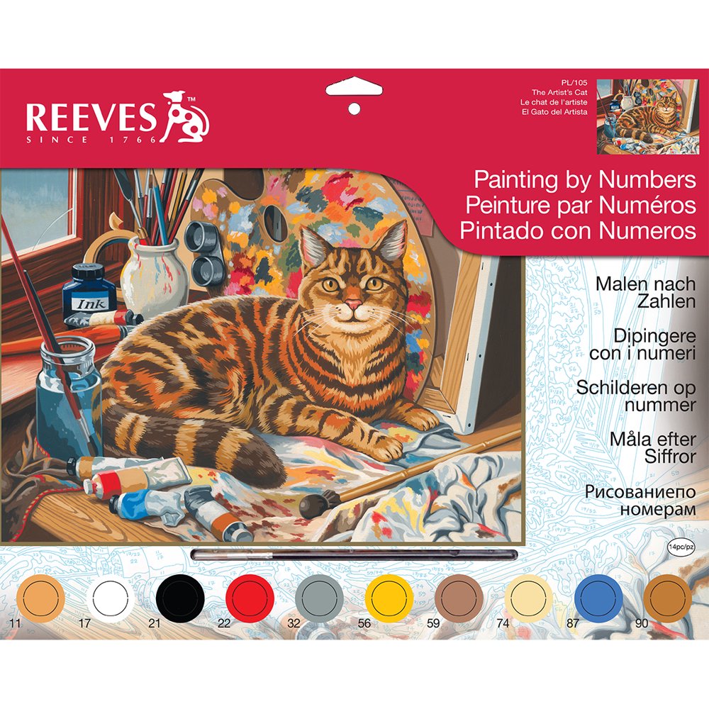 Reeves Large Acrylic Painting By Numbers Resting Cat