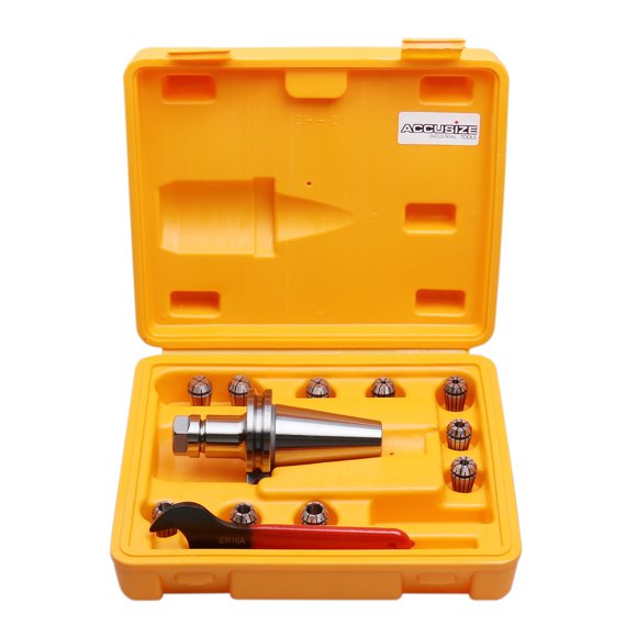Accusize - CAT40 Shank + 10 Pc ER16 Collet Set + Wrench in Fitted strong Box, CT40-ER16