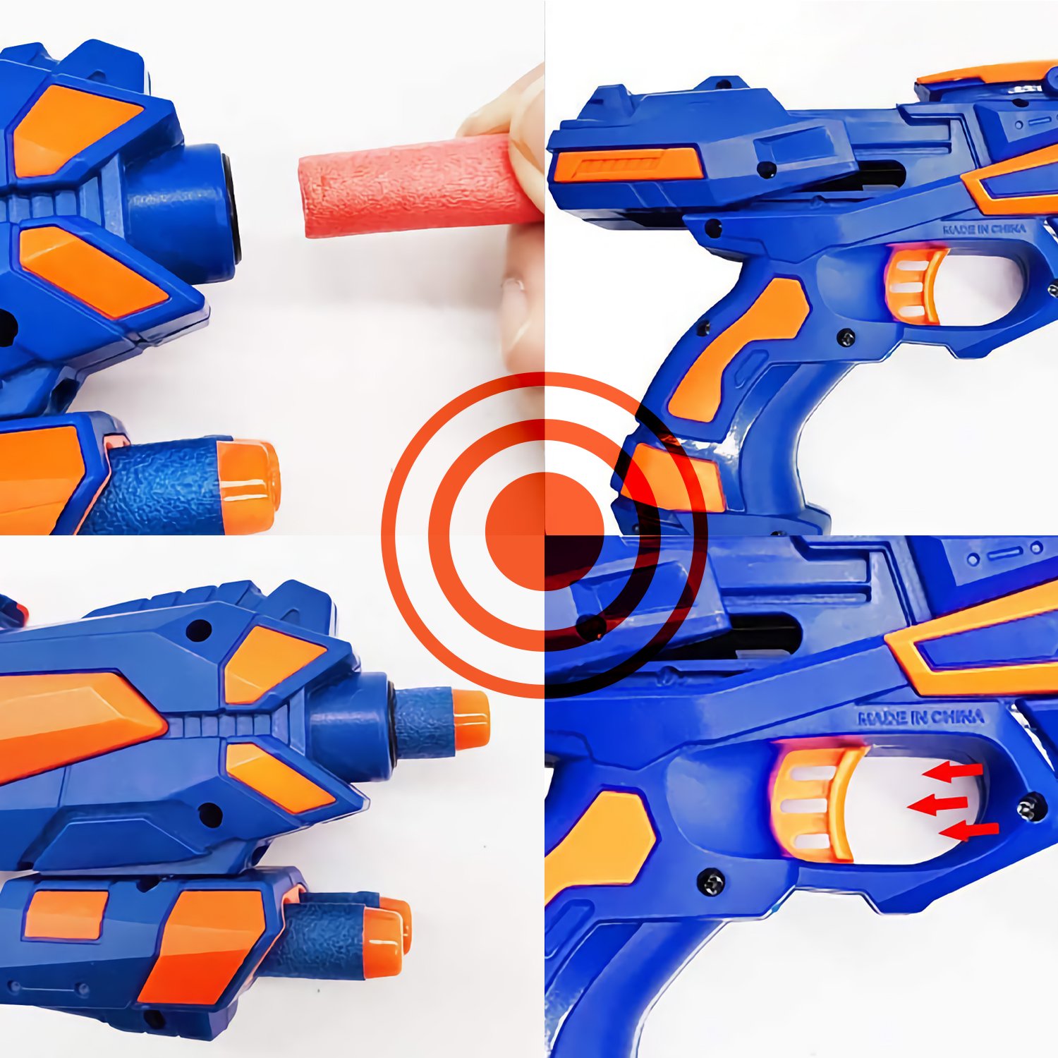 2 Pack Blaster Colorful Toy Guns with 60 Soft Dart Soft Bullet for Children Birthday Gift