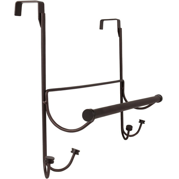 Towel Over the Door Hanger with Towel Rack Bar, 4 Towel Hooks, No Assembly Required, Bronze