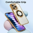 thumbnail image 4 of Compatible with iPhone 15 Pro Case Plating Magnetic Crystal [ Support Compatible with Magsafe ] Luxury Case Camera Protection Cover Screen Protector Cover Girls Women Phone Case -Gold, 4 of 12