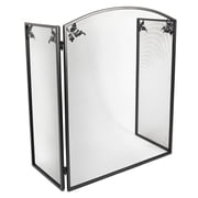 Lavish Home 3 Panel Foldable Black Fireplace Screen - Arched Fireplace Gate with Classic Leaf Motif Protective Mesh