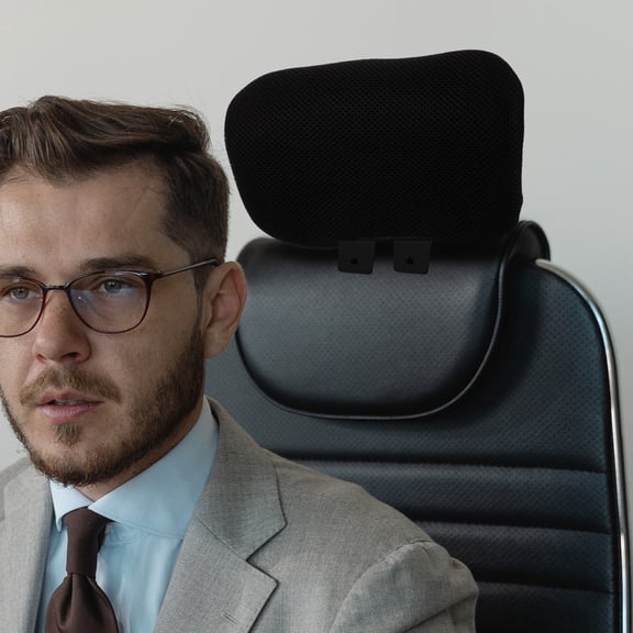UPGRATOR Adjustable Chair Headrest, Black Plastic and Mesh, Neck Support for Home and Office