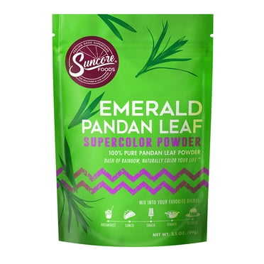 Suncore Foods Gluten-Free Emerald Pandan Leaf Powder, 3.5oz, Green Food Coloring Powder