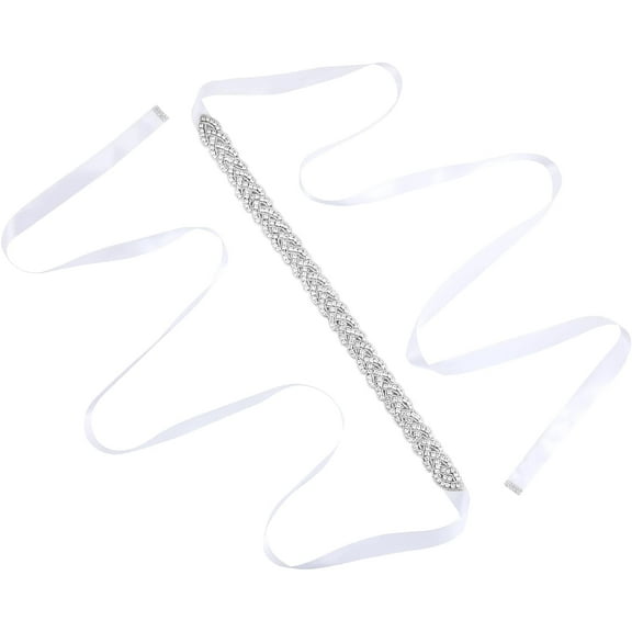 Bridal Rhinestone Wedding Belt Women Silver Crystal Rhinestone Sash Waist Belt for Formal Prom Dress