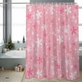 thumbnail image 2 of Pink Christmas Snowflakes Bathroom Shower Curtain Winter Snowfall Shiny White Modern Waterproof Washable Shower Curtains for Bathtub Bath Decor with Grommets and Hook 66 X 72 Inch, 2 of 8