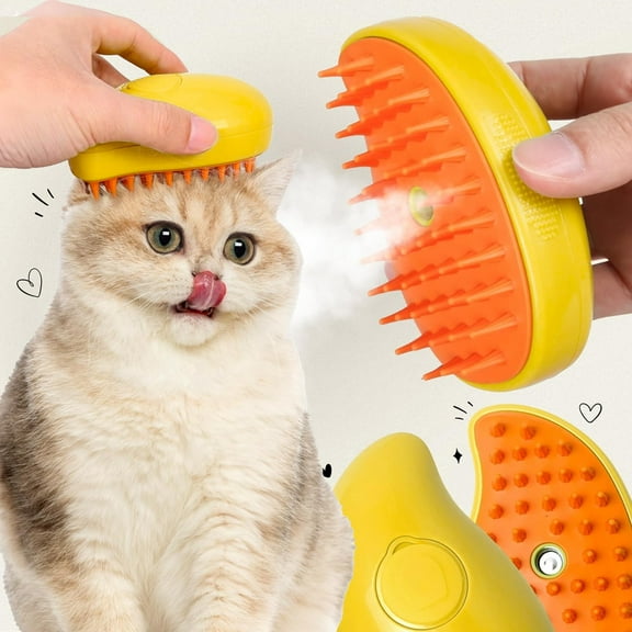 Steamy Cat Brush, 3-in-1 Multifunctional Cat Steam Brush-Rechargeable Self-Cleaning Pet Steam Brush for Cats and Dogs,