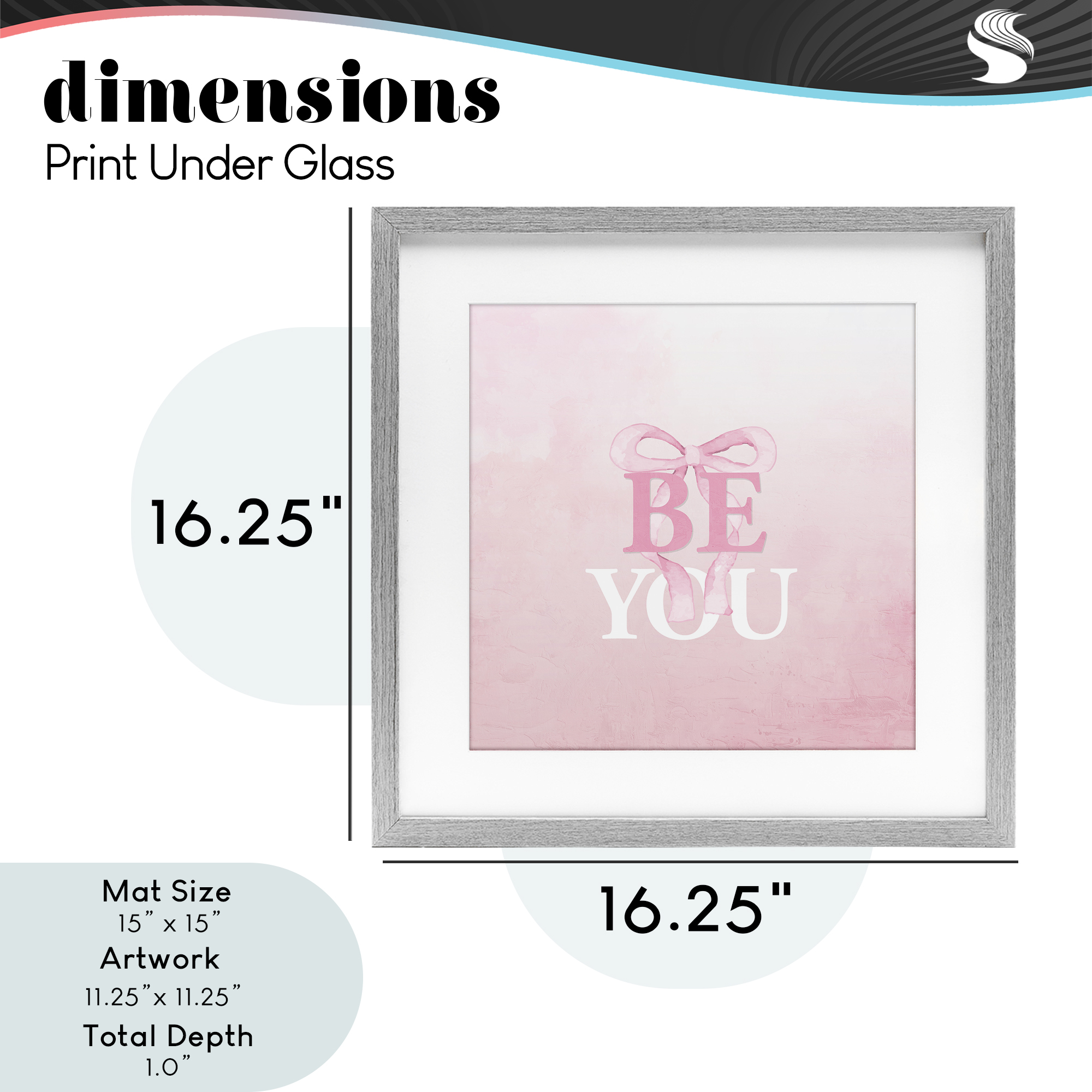 Feminine Be You Pastel Gray Framed Print Under Glass, design by Kim Allen