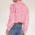 thumbnail image 5 of XFLWAM Women's Eyelet Hollow Out Lace Tops Puff Long Sleeve Button Down Shirts Spring Summer Dressy Causal Business Work Out Blouse, 5 of 9