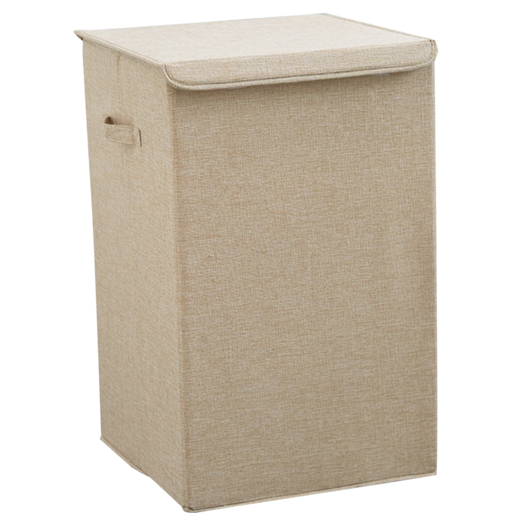 Mobestech Beige Cotton Linen Laundry Hamper with Lid and Handle, Large Multifunctional Storage Basket for Home Organization