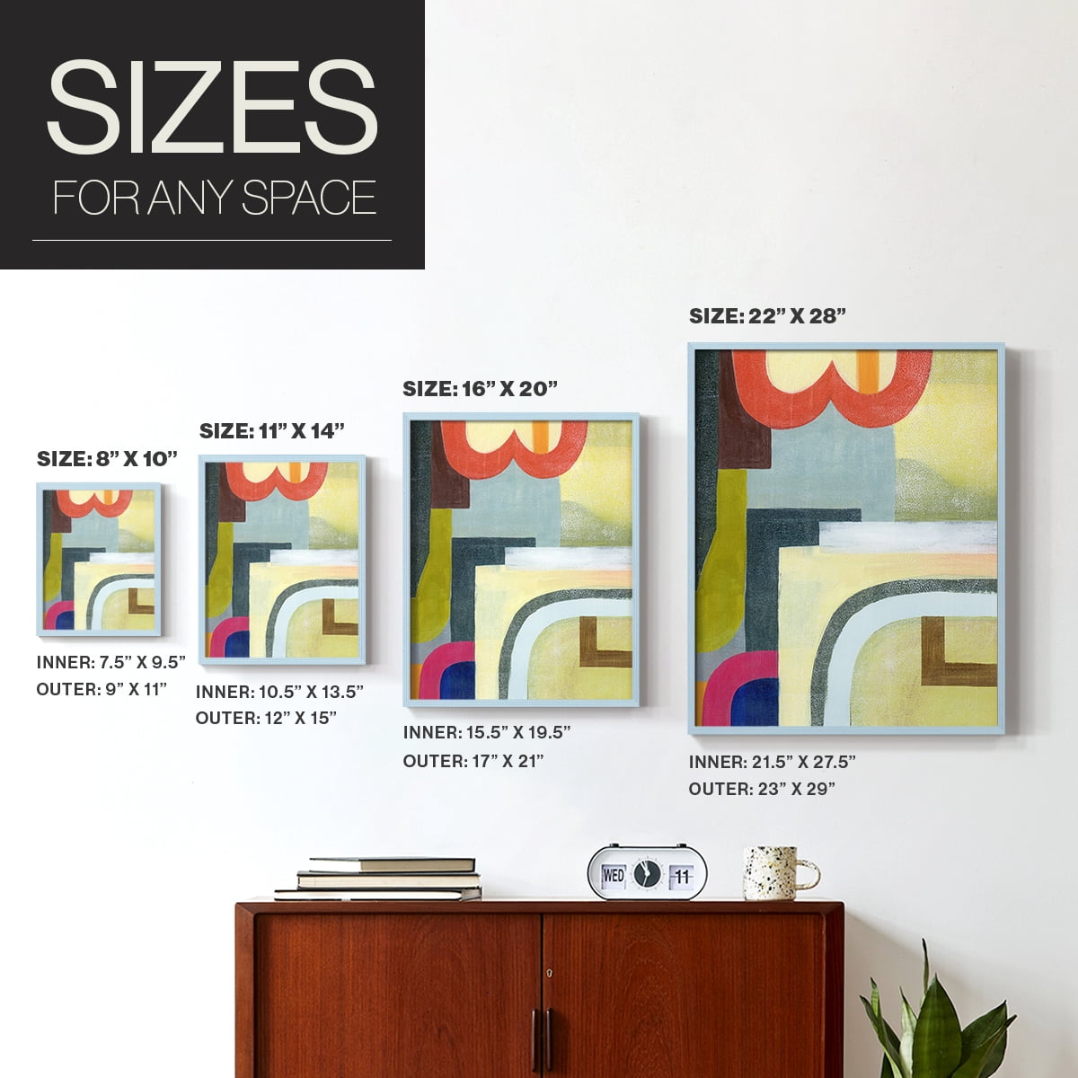 City of Rainbows II Framed Print in Blue Solid Wood Framed Print No Nail Hanging