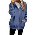 thumbnail image 3 of QASIEATN Fall Zip Up Hoodies for Ladies Fashion Sweatshirt for Women Fall Winter Tops Long Sleeve Shirts Oversized Tshirts Round Neck, 3 of 9