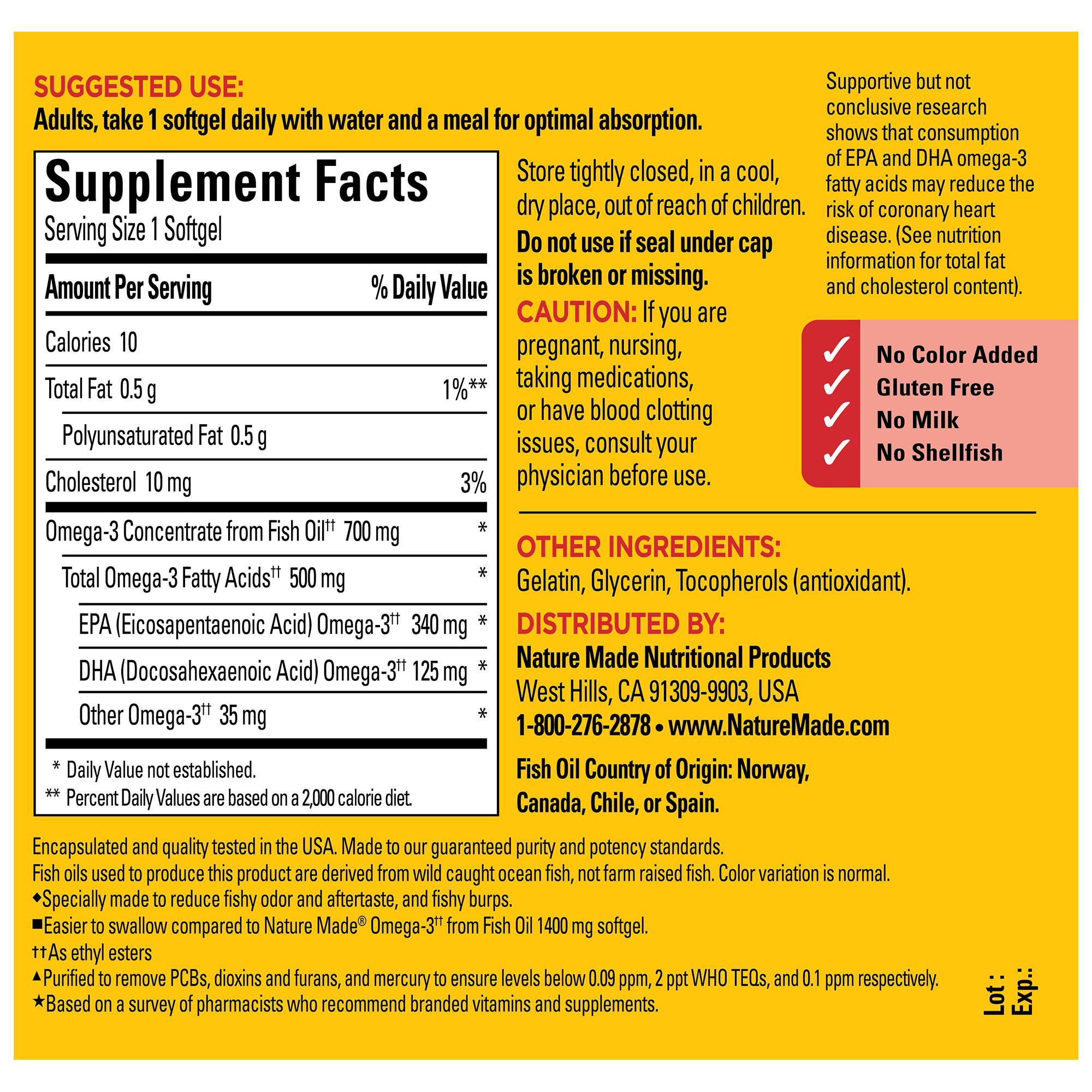 Nature Made Burp Less Omega-3 Fish Oil 700mg Mini Softgels photo 2