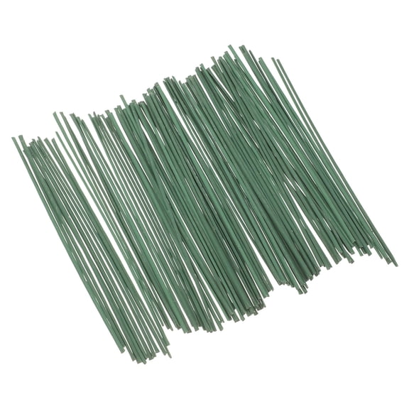 BESTOYARD 100Pcs Artificial Flower Stems Green Metal Wire Rods for Floral Craft and Plant Support