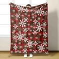 thumbnail image 5 of Beautynvta Christmas Throw Blanket, Buffalo Check Plaid Soft Flannel Blanket, White Snowflake Reindeer Printed Christmas Blanket for Chair Sofa Couch Bed Camping, 29.5''x39.4'', 5 of 6