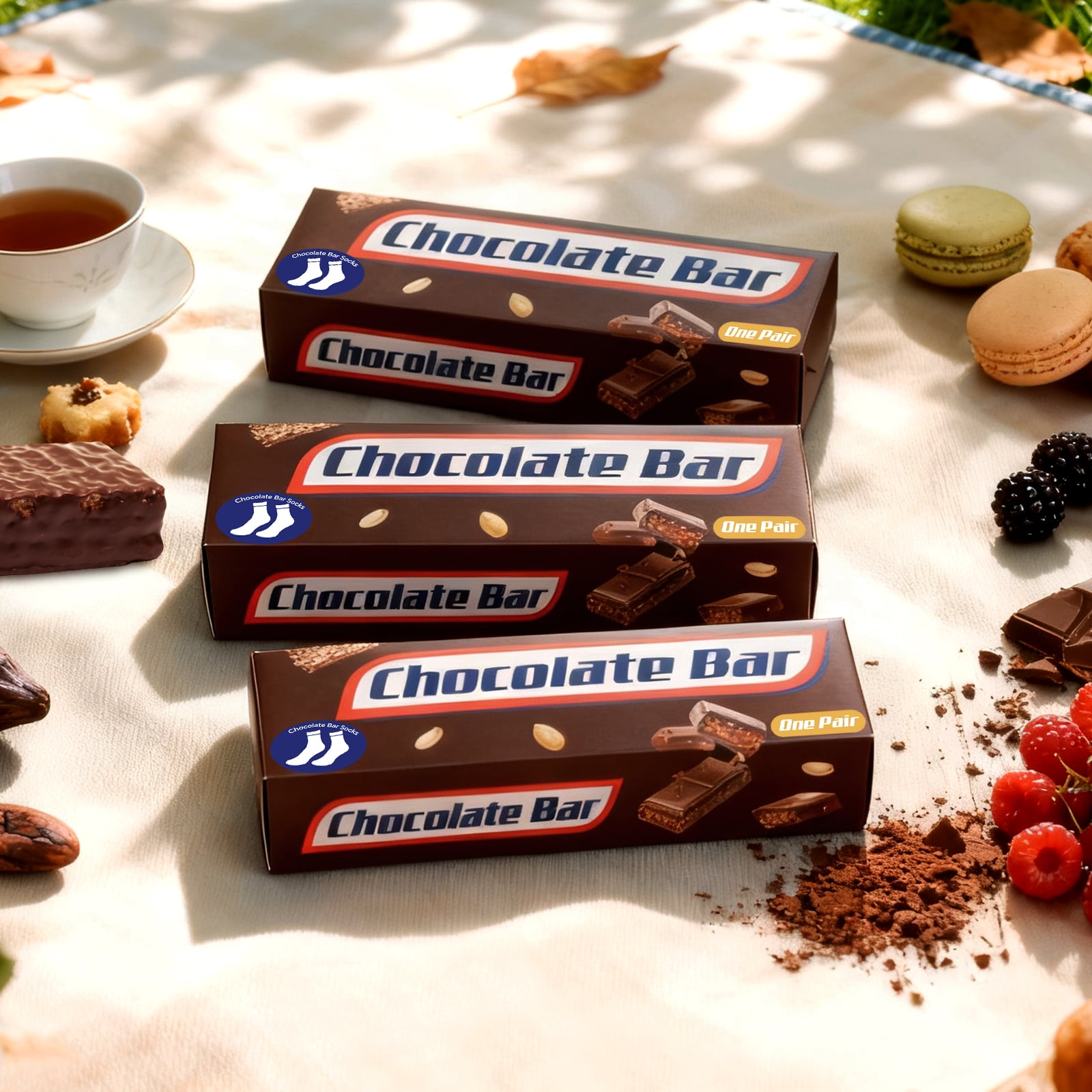 Funny Chocolate Bar Socks-Unique Gag Gifts for Men Women Teen Boys - Novelty Funky Cool Crazy Silly Socks Box- Birthday Easter Fathers Day Fun Gifts for Him Dad Christmas Stocking Stuffers -3 pairs