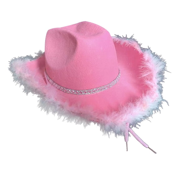 Novelty Cowgirl Hat Wide Brim Crystal Beaded Party Hat Women Girls Western Style
