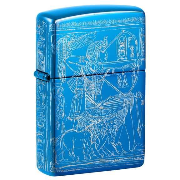 Zippo Lighter: Egyption Hieroglyphics, 360 Photo Image - High Polish Blue 81657
