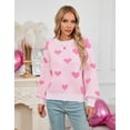 thumbnail image 4 of Cogild Women's Heart Pattern Knit Sweater, Long Sleeve Pullover with Lantern Sleeves, Soft Acrylic Crewneck Jumper for Fall & Winter, Cute White Knitwear for Valentine's Day & Everyday Outfits, 4 of 7
