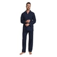 thumbnail image 1 of Apparonia Conjunto de Pijamas para Hombre de Algodón con Cuello con Muesca Pijamas para Hombre de Manga Larga Ropa de Dormir para Hombre con Bolsillos y Frente Fly Estampados Azul Marino L, 1 of 7