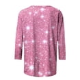 thumbnail image 6 of YUGYXL Trendy 3/4 Sleeve Tshirts for Women Sparkly Sequin Comfy Shirts Crew Neck Lightweight Tops Casual Soft Tunics Blouse Vacation Tees, 6 of 6