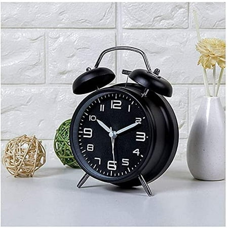 Alarm Clock Bells Analog Quartz Heavy Sleepers Loud Table Clocks ...