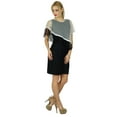 thumbnail image 3 of Bimba Women Short Mini Black Bodycon Dress With Asymmetrical Poncho Classic Top, 3 of 5