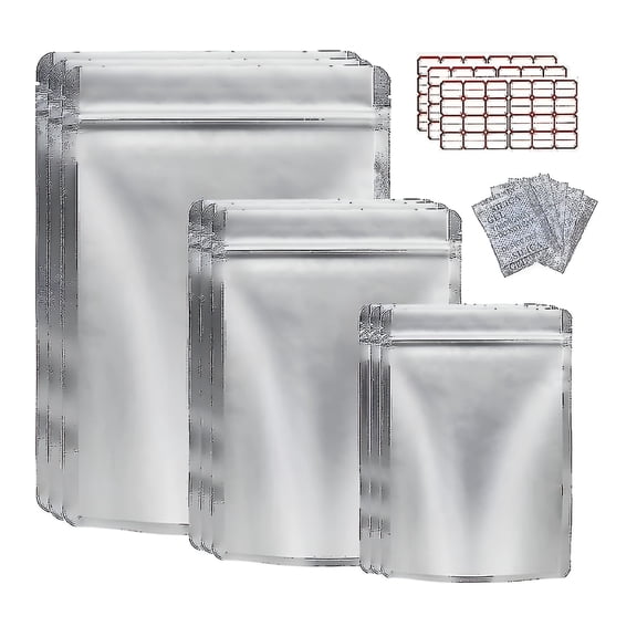 ACDANC 50 Pack Mylar Bags for Food Storage with Oxygen Absorbers,Resealable for Grains and Nuts