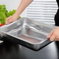 thumbnail image 4 of OUNONA 1Pack Stainless Steel Meal Tray Rectangular Dish Silver for Kitchen Organization for Households Families, 4 of 7