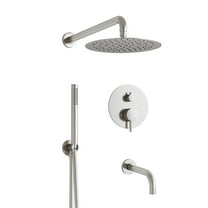 ANGELES HOME 10" Shower System with Tub Spout, Bathtub Shower Faucets Set, High Pressure Rain Shower Head with Handheld Shower Combo, Wall Mounted Tub Shower Kit, Brushed Nickel