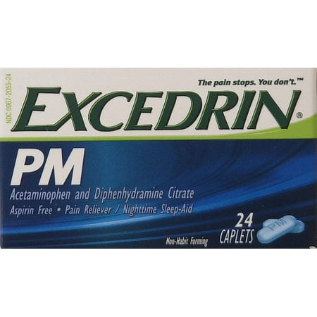 Excedrin PM: PM Caplets Pain Reliever/Nighttime Sleep-Aid, 24 Ct