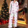 thumbnail image 5 of Women's Breathable Christmas Pajamas Set Long Sleeve Button Shirt and Stretch Pants Ensemble for Home Comfort, 5 of 8