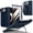 Blue, variant on LHNUNP for iPhone Duo Case with Wrist Strap, Metal Kickstand, Hinge Protection, Built-in Screen Protector, Slim Rugged Grey Cover, Black